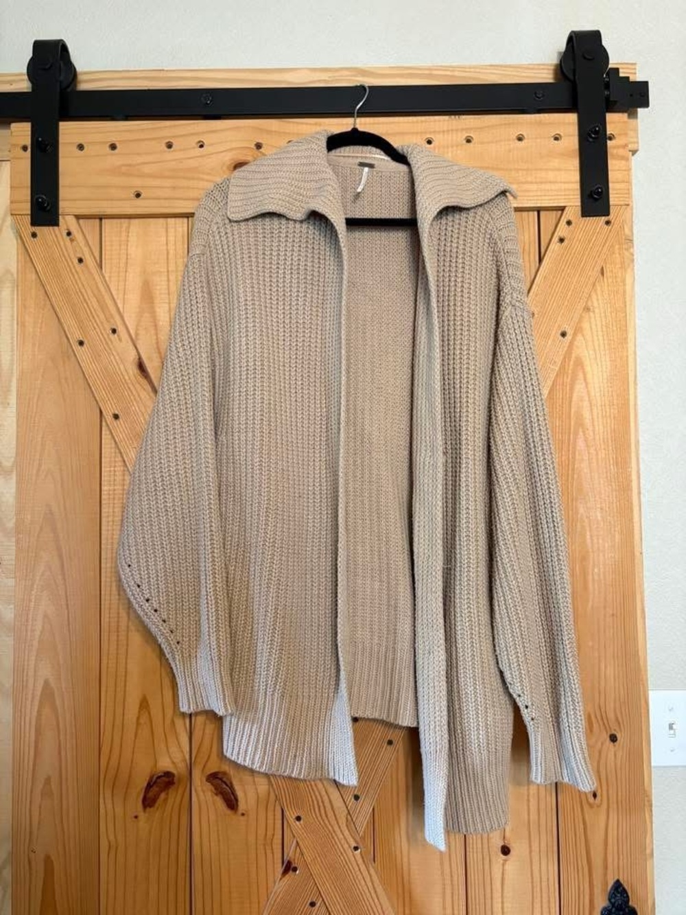 Altar'd State Taupe Open-Front Chunky Knit Cardigan
